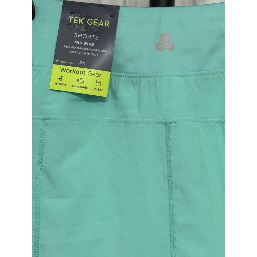 NEW! Women's Tek Gear Active Workout Gear Shorts Size 2X Aqua crystal Midrise - Picture 3 of 10